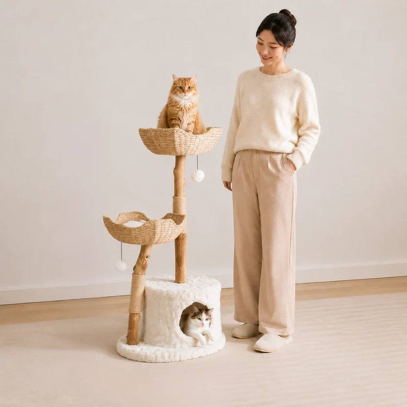 115cm Modern Wood Cat Tree