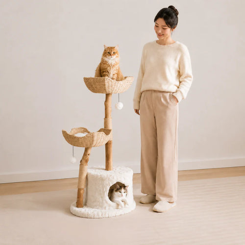115cm Modern Wood Cat Tree