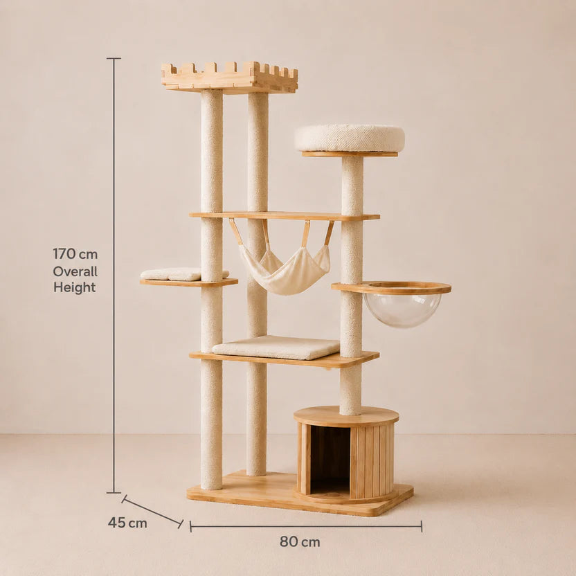 170cm Castle Oak Prestige Space Bowl Cat Tree