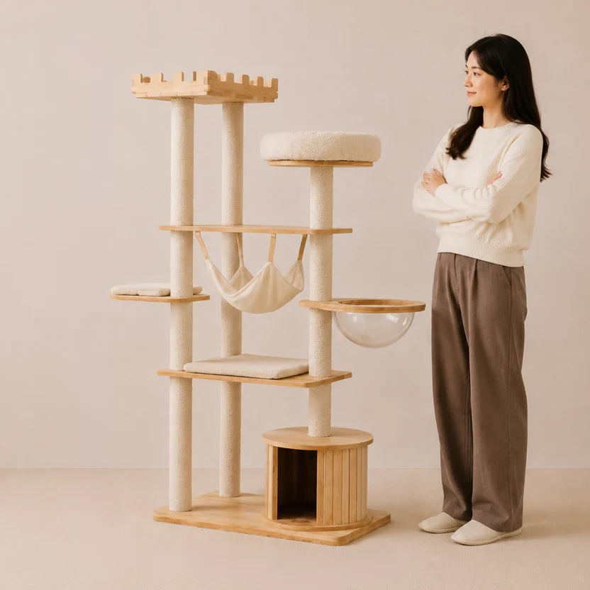 170cm Castle Oak Prestige Space Bowl Cat Tree