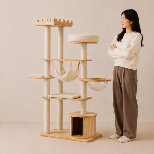 170cm Castle Oak Prestige Space Bowl Cat Tree