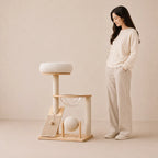 Lazy Loft - 3-Tier Wooden Cat Tree with Scratching Posts & Play Features