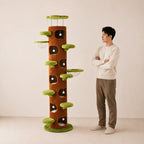 Woodland Oasis - 9-Level Floor-to-Ceiling Cat Tower with 7 Hideouts