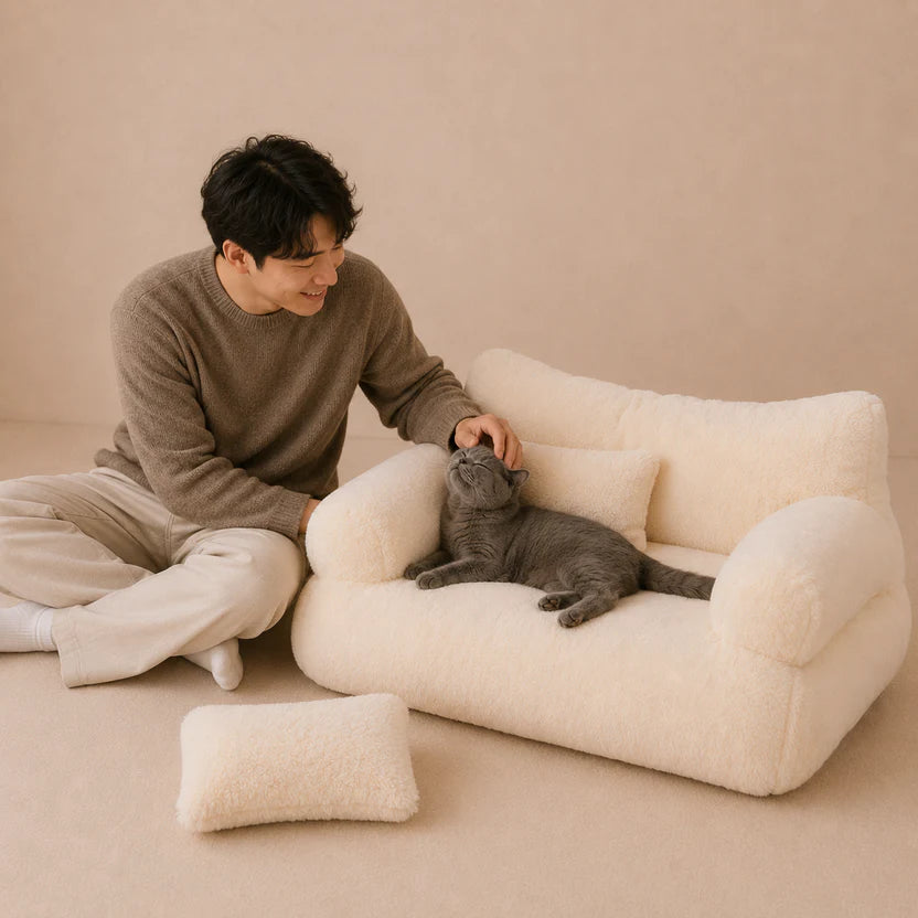 Luxe Lounge - Supportive Washable Cat Bed Sofa with Pillow