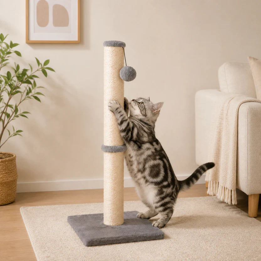 Cat Scratcher for Kittens & Cats with Natural Sisal Rope & Ball Toy