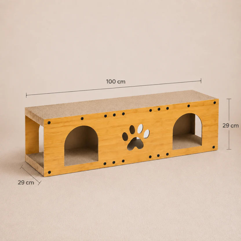 Purr Shelter - Wooden Cat House with Scratching Top for Indoor Cats