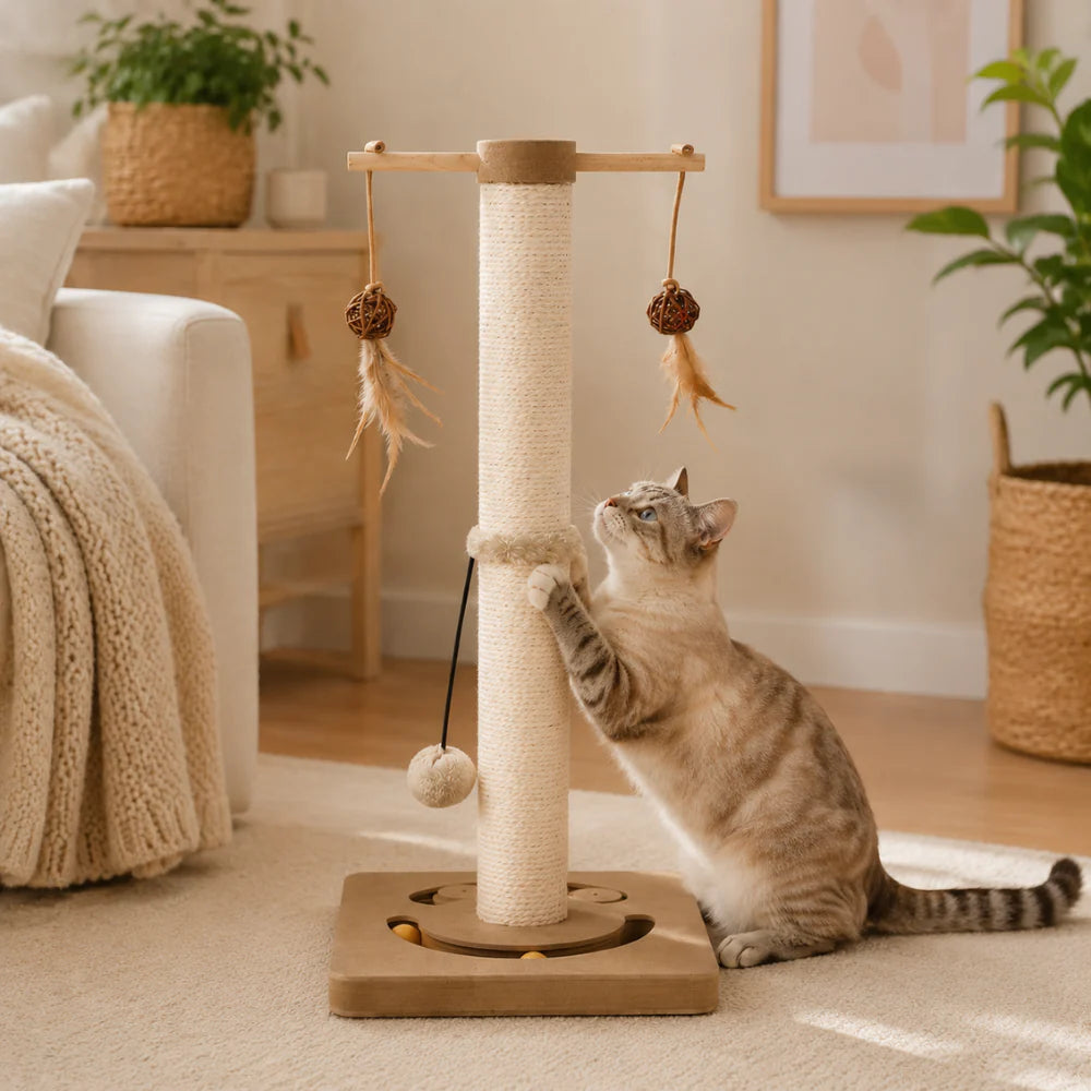 Feline Fun - Cat Scratching Post with Multiple Interactive Toys