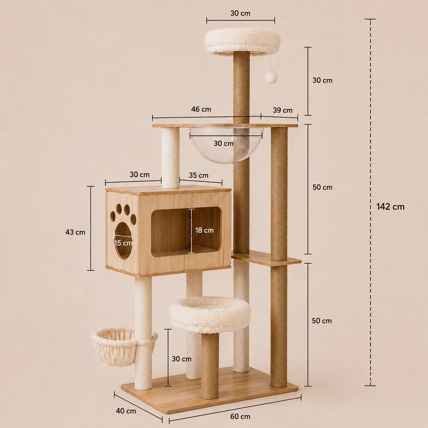 Harbor Nest - Cat Tree Tower Scratcher with Condo, House & Bed