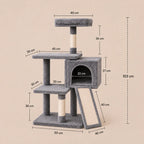 Birch Hollow - Cat Tree Tower Scratching Post with Condo, Ramp & Plush Platforms