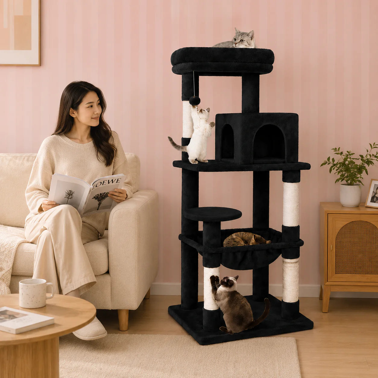 Multi-Level Cat Tower with Condo & Platforms