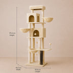 Nest Above - 175cm Tall Cat Tower with Caves, Hammock & Viewing Platform