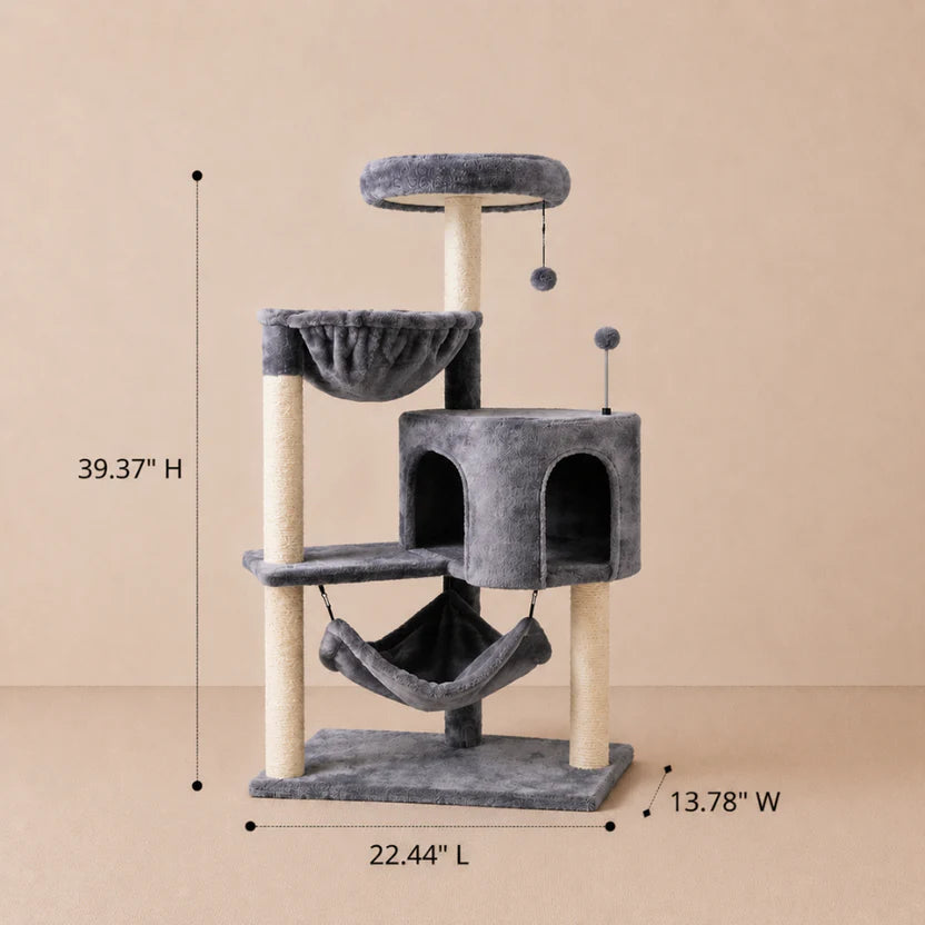 Calm Corner - Cat Tree Tower with Condo and Big Hammock