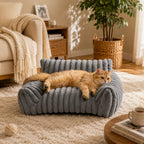 Pebble Nest - Corduroy Fleece Cat Bed Sofa with Bolsters