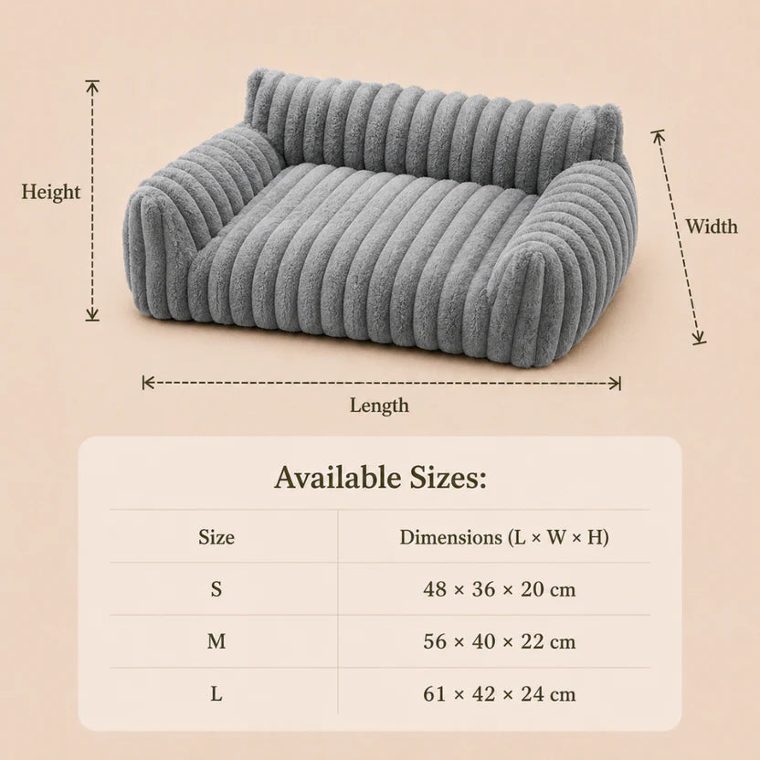 Pebble Nest - Corduroy Fleece Cat Bed Sofa with Bolsters