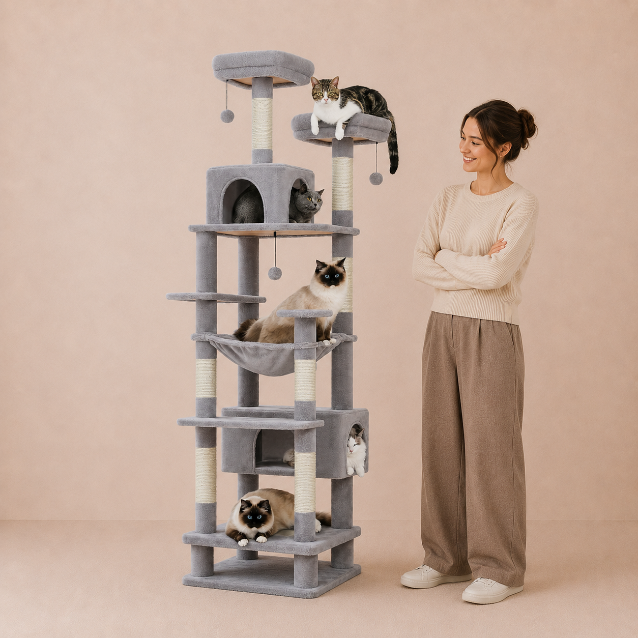 Covered Cat Tree Scratching Posts