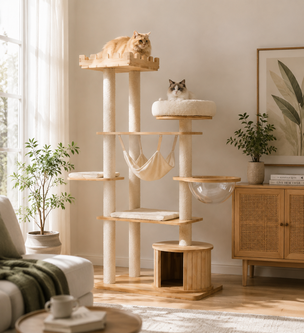 170cm Castle Oak Prestige Space Bowl Cat Tree
