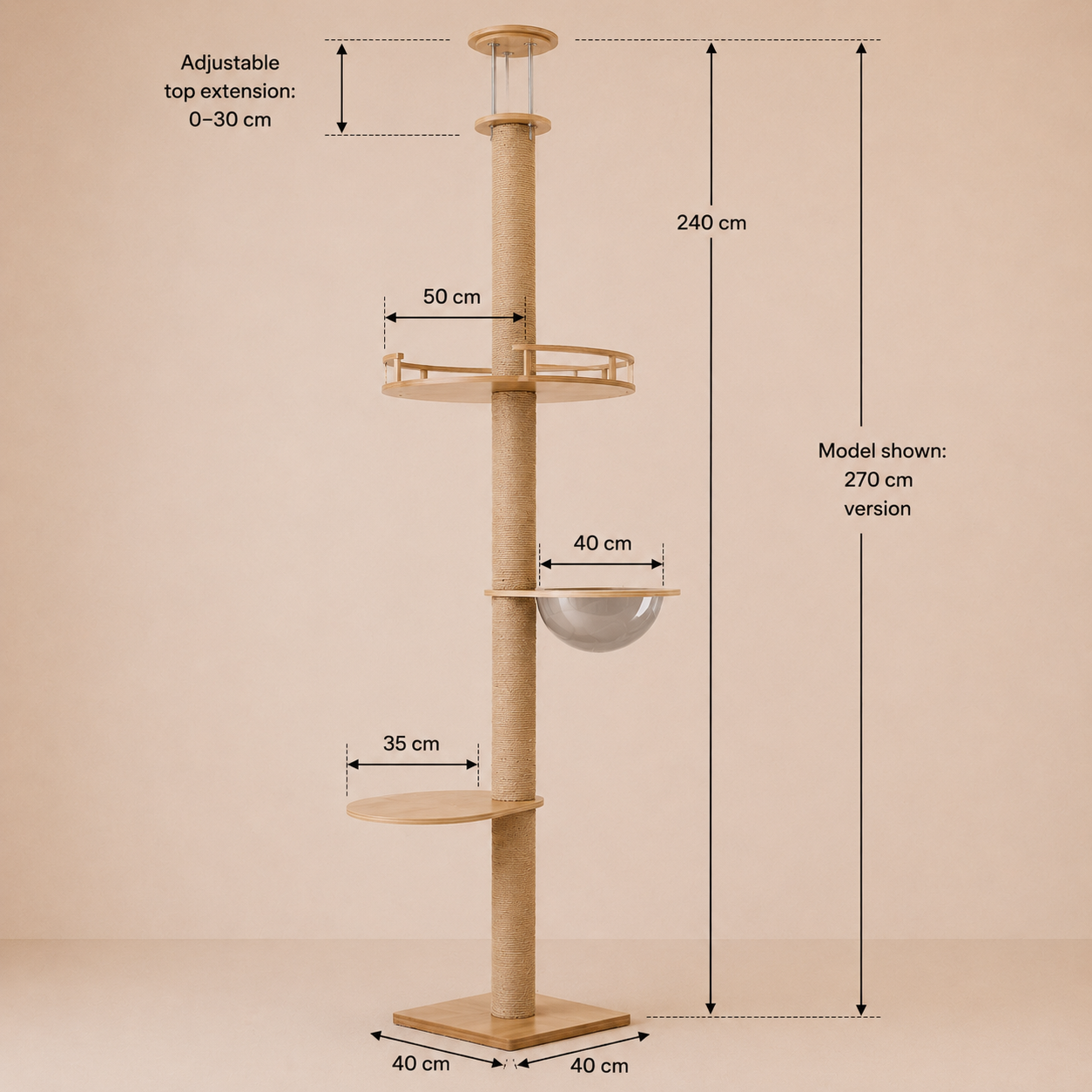 Cat Tree Wood Tower Scratching Post Scratcher