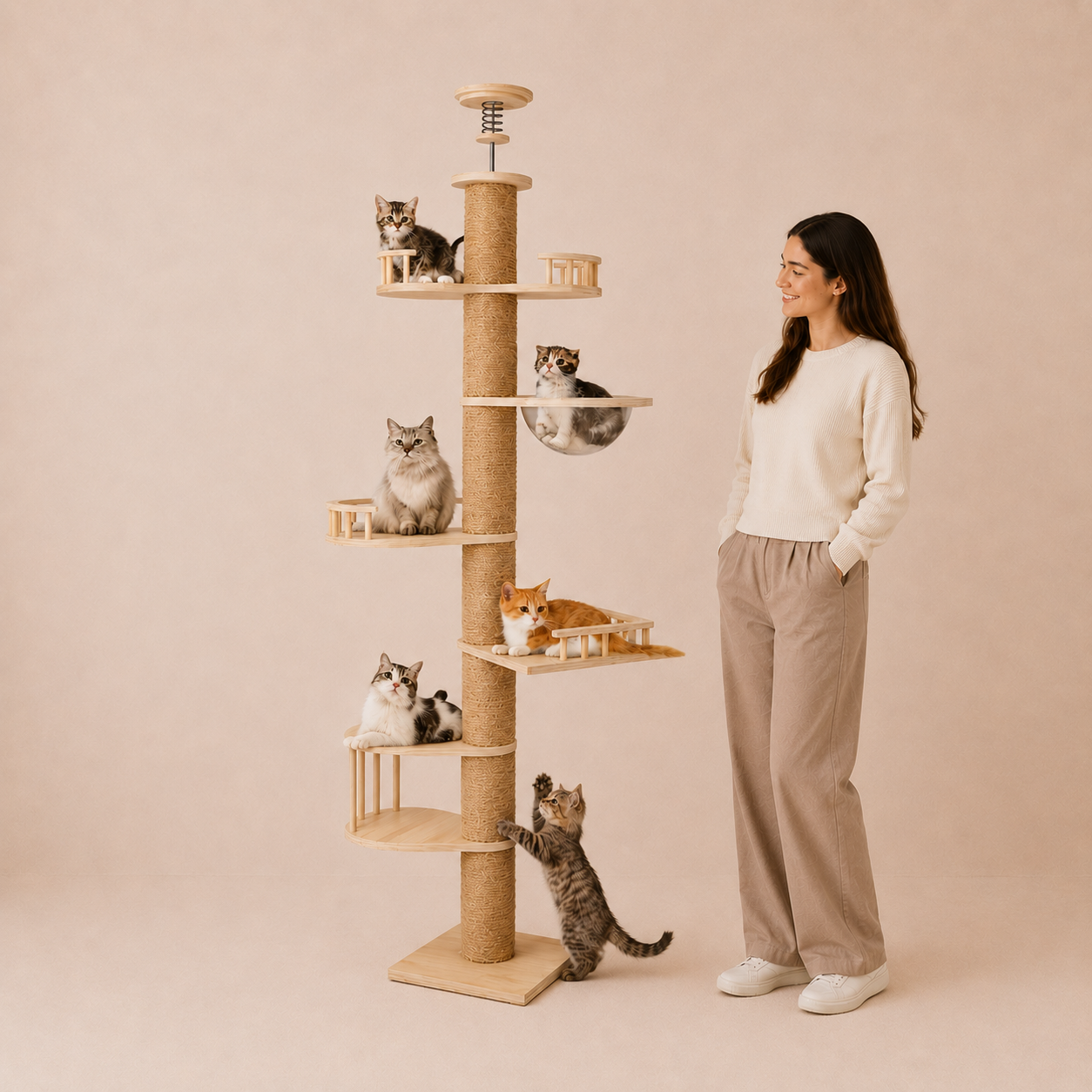Floor to Ceiling Cat Tree Tall Cat Tower