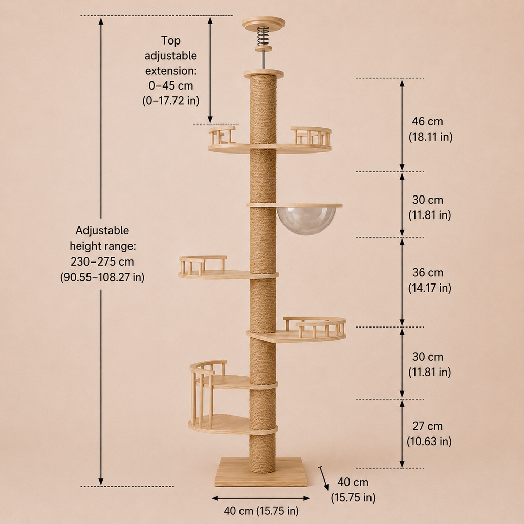 Floor to Ceiling Cat Tree Tall Cat Tower
