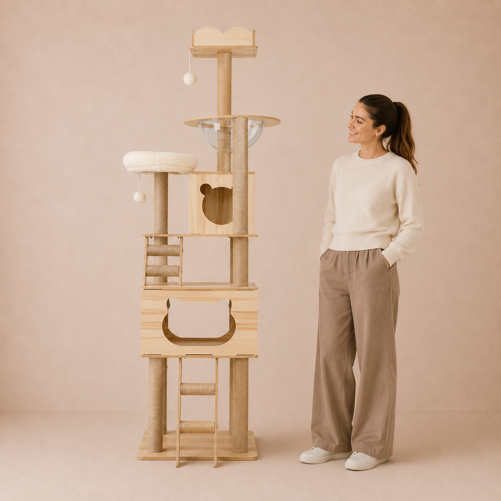Cat Tree Scratching Post Scratcher Tower Wood Condo House Bed Large 190CM