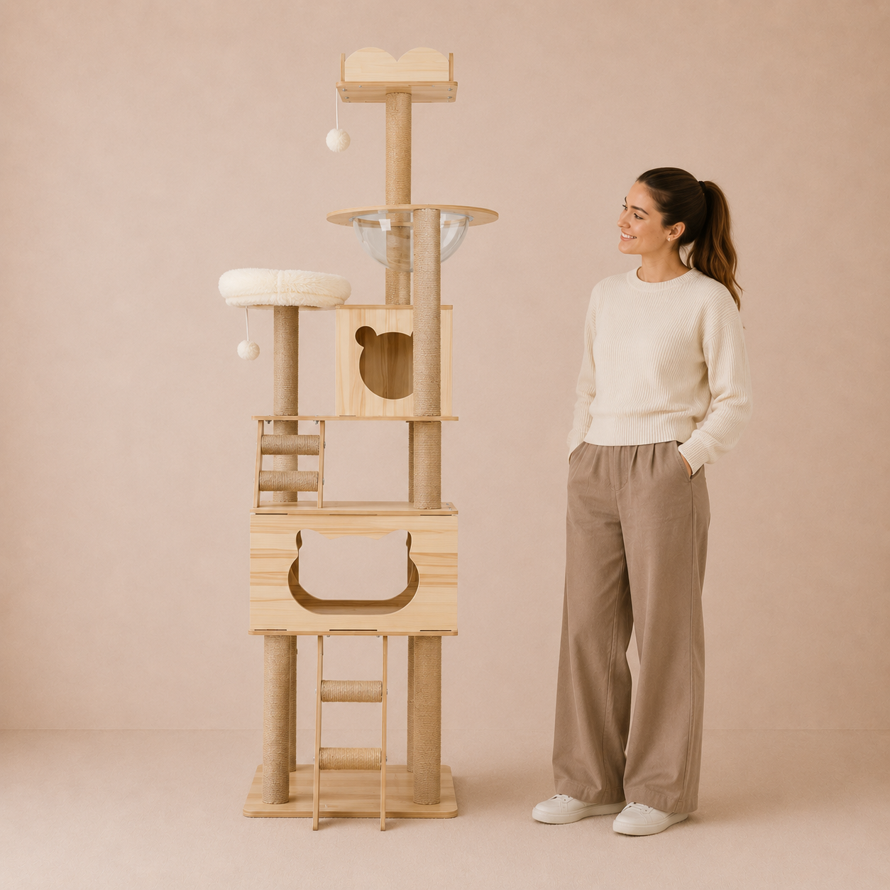 Cat Tree Scratching Post Scratcher Tower Wood Condo House Bed Large 190CM