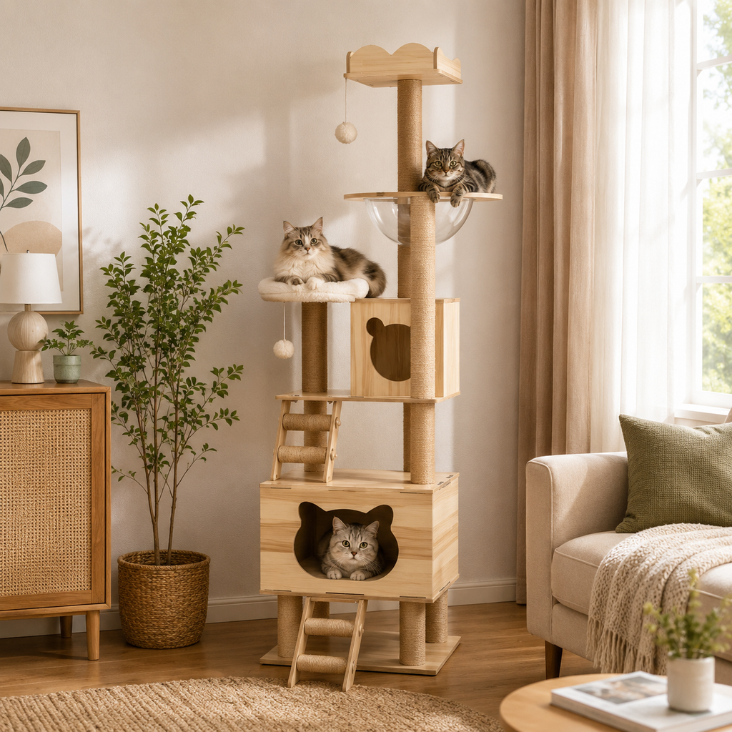 Cat Tree Scratching Post Scratcher Tower Wood Condo House Bed Large 190CM