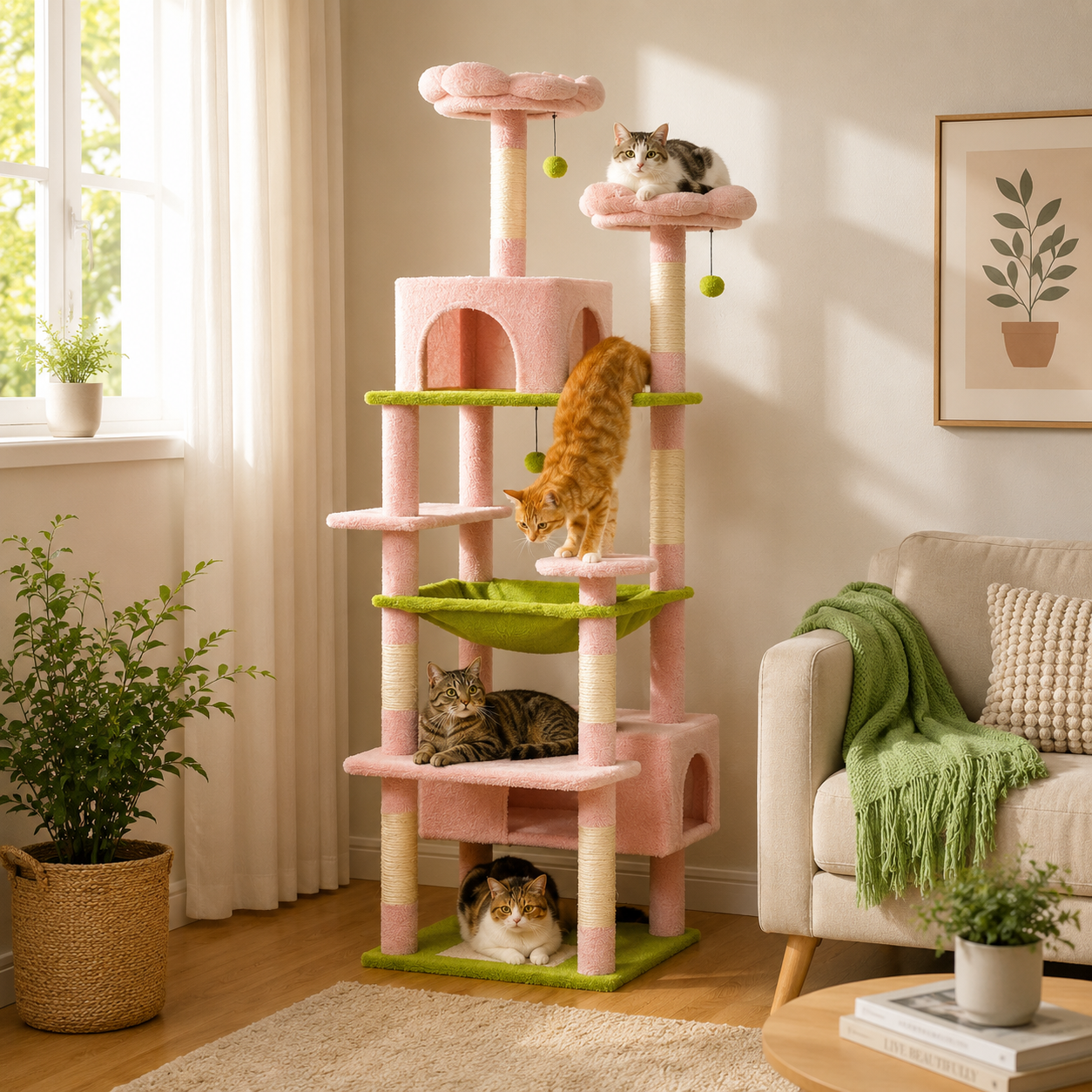 Covered Cat Tree Scratching Posts
