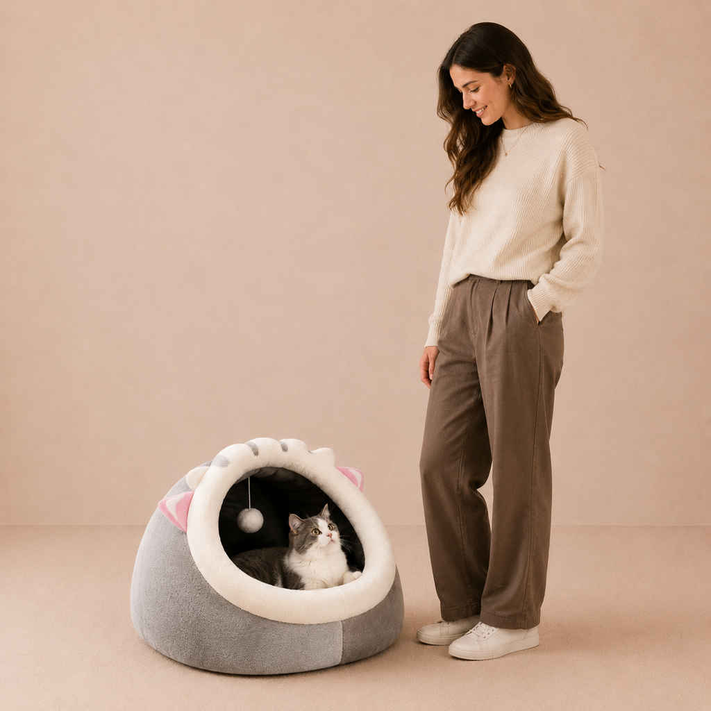 Cute Soft Cat Bed for Year-Round Comfort