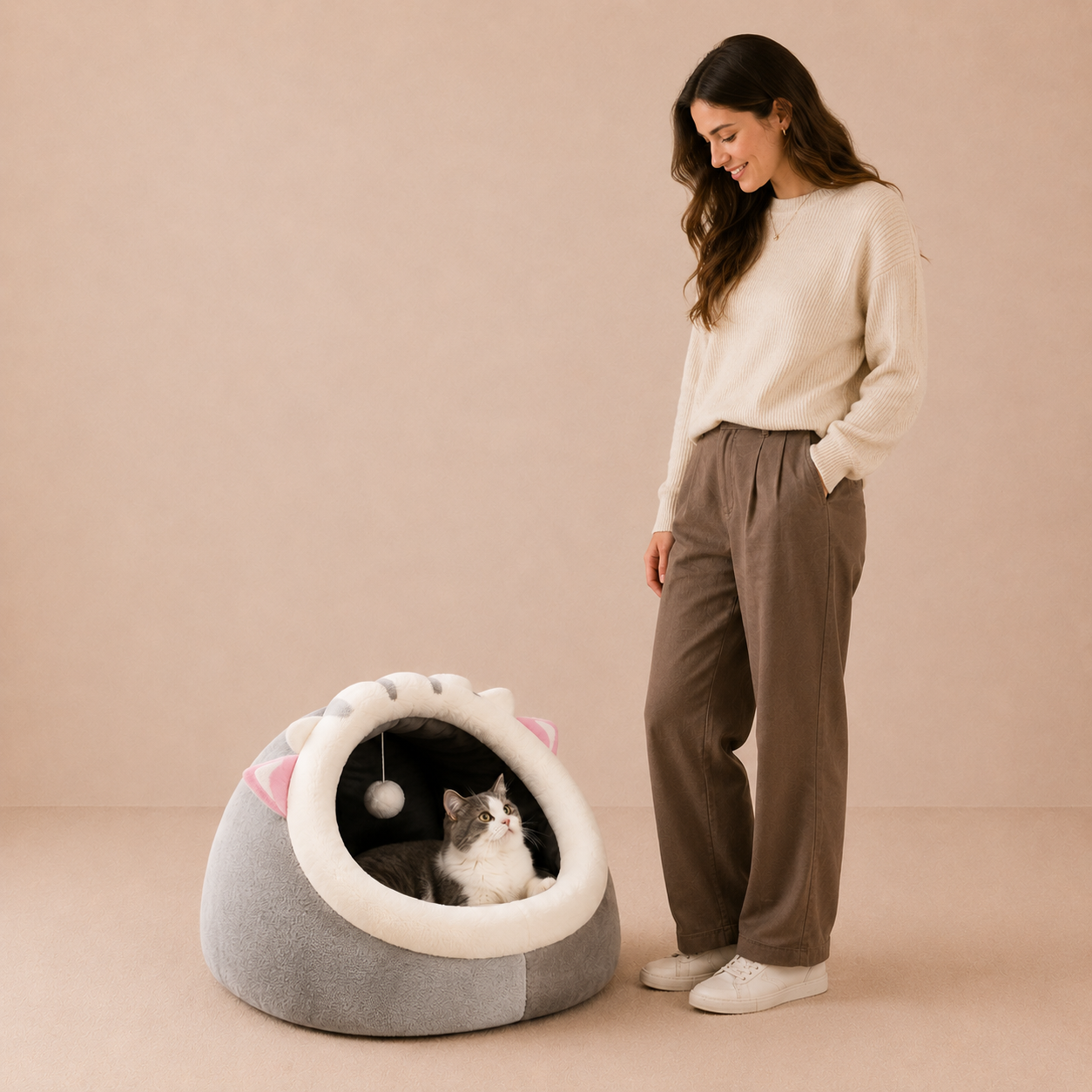 Cute Soft Cat Bed for Year-Round Comfort