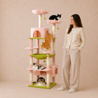 Cozy Canopy – Covered Cat Tree with Scratching Posts & Hammock