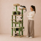 Cozy Canopy – Covered Cat Tree with Scratching Posts & Hammock