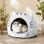 Urban Paws- Cozy Hooded Plush Cat Cave Bed