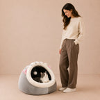 Bliss Haven - Cute Cozy Enclosed Soft Cat Cave Bed for Comfort