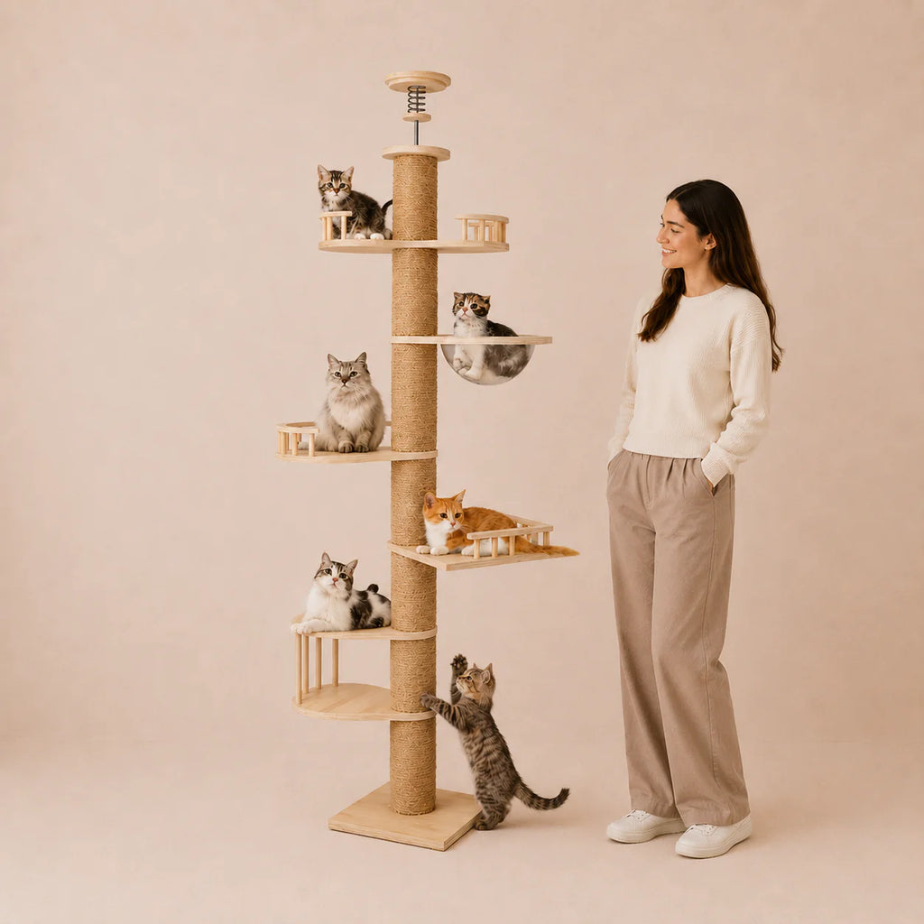 Floor to Ceiling Cat Tree Tall Cat Tower