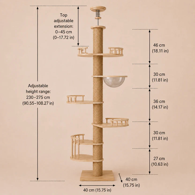 Floor to Ceiling Cat Tree Tall Cat Tower