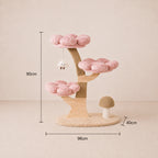 Rosy Palace - Wooden Cat Tree with Flower Beds and Scratcher