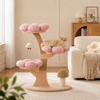 Rosy Palace - Wooden Cat Tree with Flower Beds and Scratcher