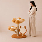 Bloom Terrace - Natural Wood Cat Tree with Flower Perches & Scratcher