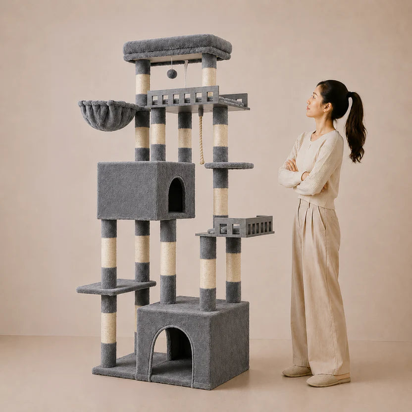 Claw Corner - Heavy Duty Cat Tree Tower for Large Cats with Hammock & Condos