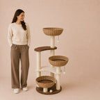 Boho Paws - Modern Cat Tree Tower with Woven Resting Baskets