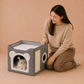Cozy Cube - Luxury Double-Layer Cat Condo Bed