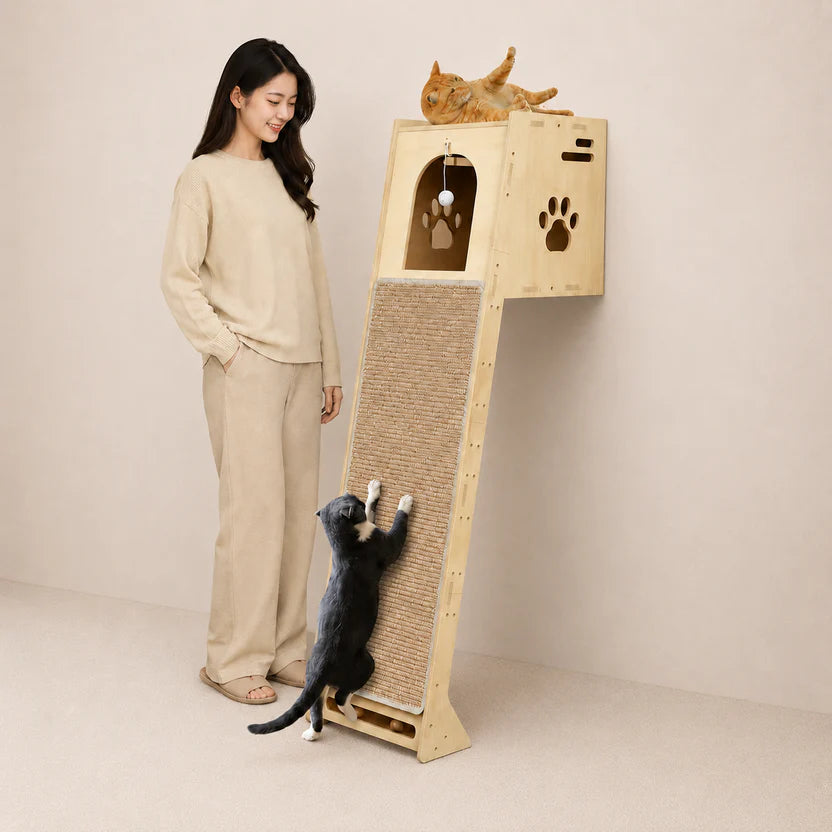 Terrace Paws - Multi-Level Cat Tree Tower with Scratching Posts & Ladder