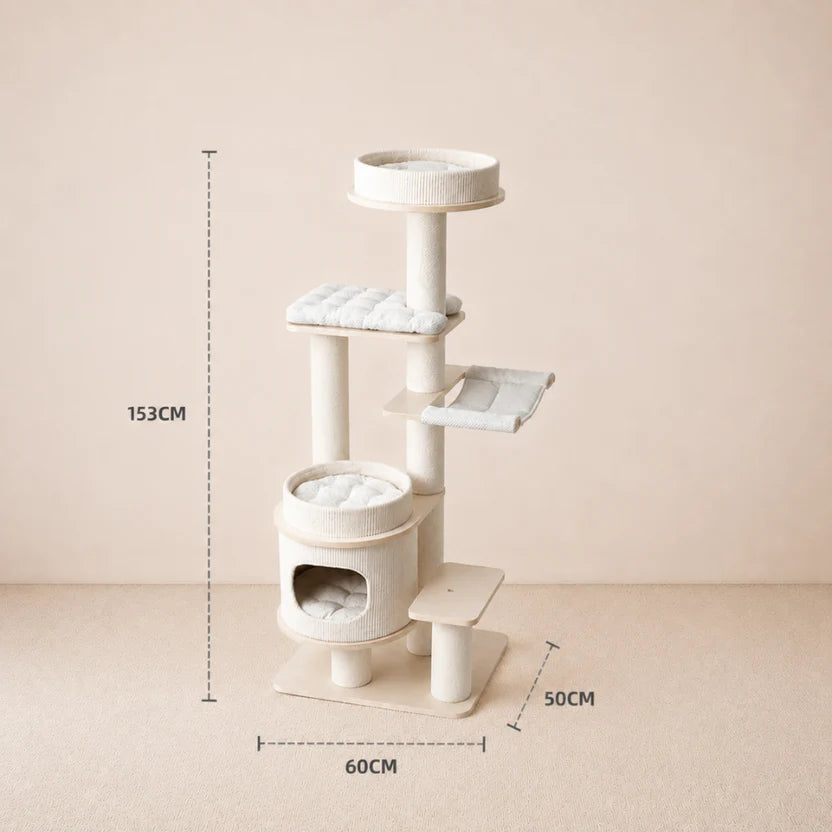 Heavenly Perch - Multi-Tier Cat Tree Tower with Cozy Condo & Lounge Bed