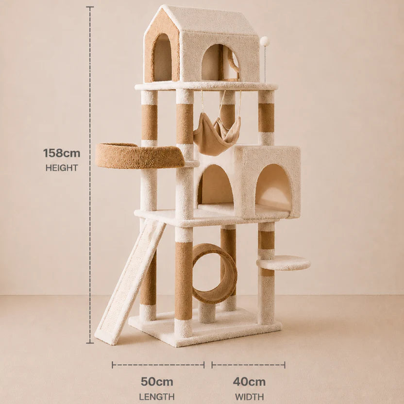 Claw Cabin - Multi-Tier Cottage Cat Tree Tower with Scratching Posts