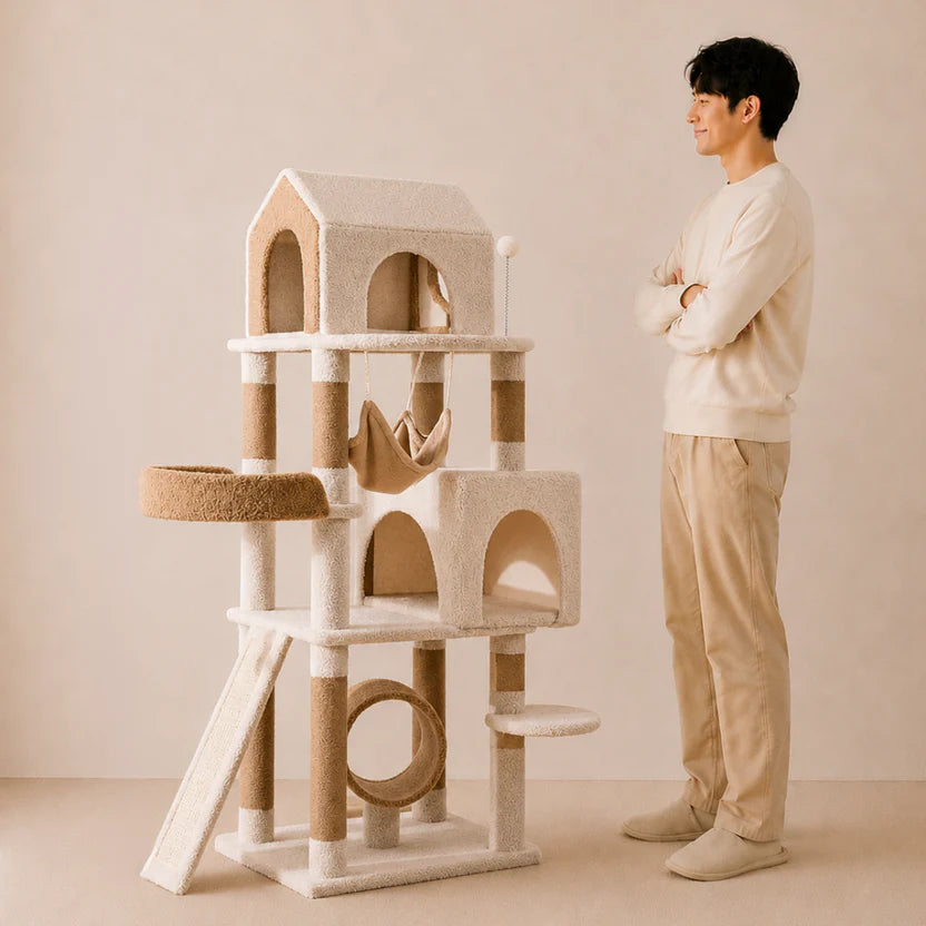 Claw Cabin - Multi-Tier Cottage Cat Tree Tower with Scratching Posts