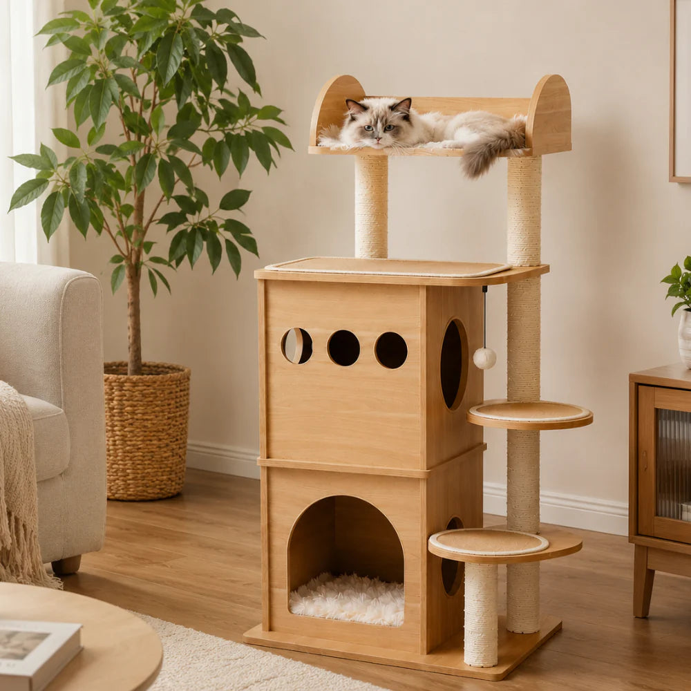 Urban Timber - Cat Tree Tower with Hideaway Condo & Lounge Bed