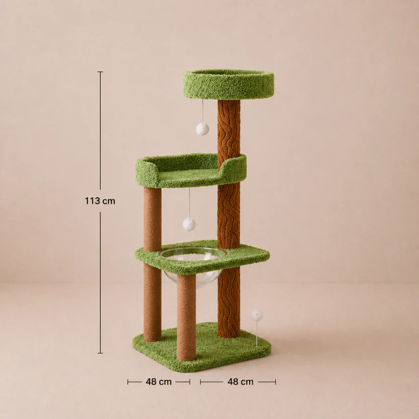 Playful Multi-Level Plush Activity Center Cat Tree with Space Capsule