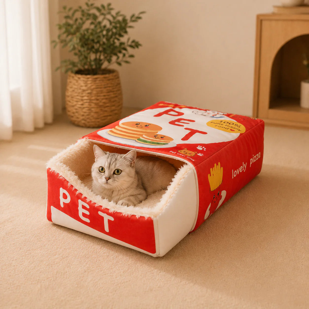 Snack Box, Cat Bed for Cats, Rectangular Fully Enclosed Safe Cookie Container