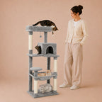 Kitty Gym - Multi Level Cat Tree Scratching Tower with Hammock & Condo