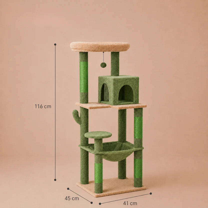Kitty Gym - Multi Level Cat Tree Scratching Tower with Hammock & Condo